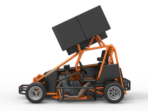 Pavement Winged 600 Micro sprint car Scale 1 to 25 3D 打印模型