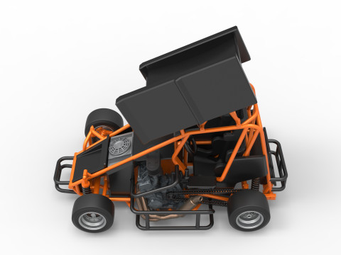 Pavement Winged 600 Micro sprint car Scale 1 to 25 3D 打印模型