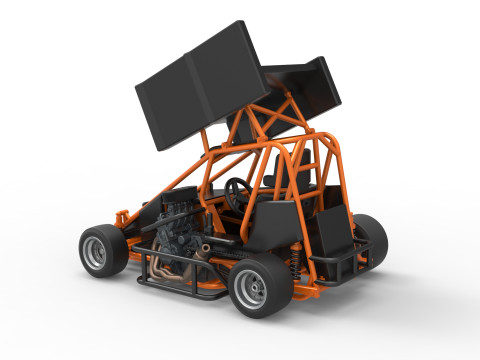 Pavement Winged 600 Micro sprint car Scale 1 to 25 3D 打印模型