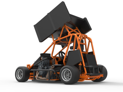 Pavement Winged 600 Micro sprint car Scale 1 to 25 3D 打印模型