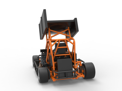Pavement Winged 600 Micro sprint car Scale 1 to 25 3D 打印模型