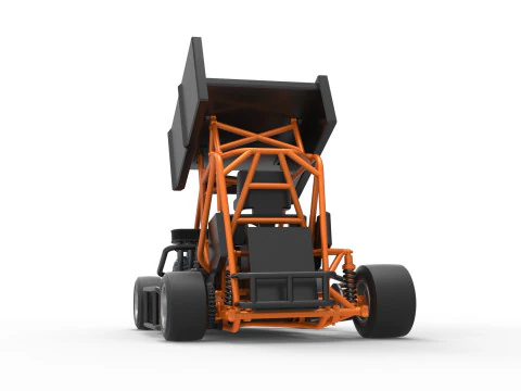 Pavement Winged 600 Micro sprint car Scale 1 to 25 3D Print Model