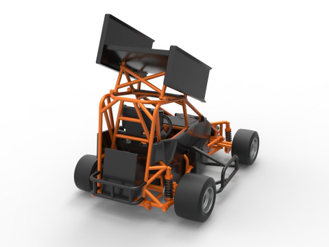 Pavement Winged 600 Micro sprint car Scale 1 to 25 3D 打印模型