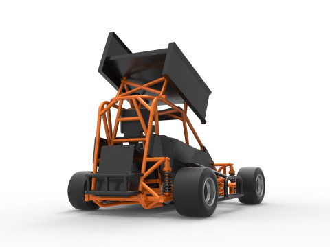 Pavement Winged 600 Micro sprint car Scale 1 to 25 3D 打印模型