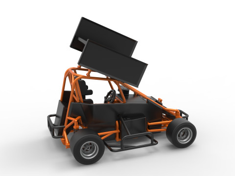 Pavement Winged 600 Micro sprint car Scale 1 to 25 3D 打印模型