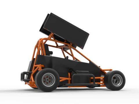 Pavement Winged 600 Micro sprint car Scale 1 to 25 3D Print Model