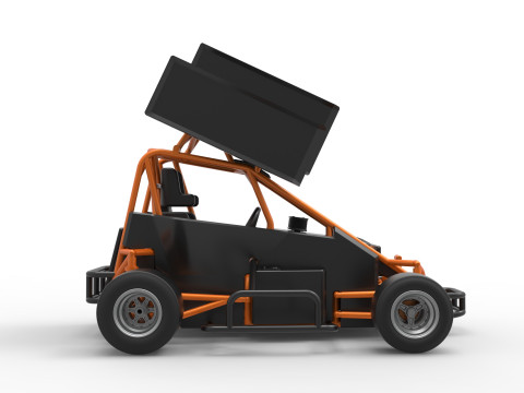 Pavement Winged 600 Micro sprint car Scale 1 to 25 3D 打印模型