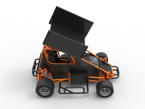 Pavement Winged 600 Micro sprint car Scale 1 to 25 3D 打印模型