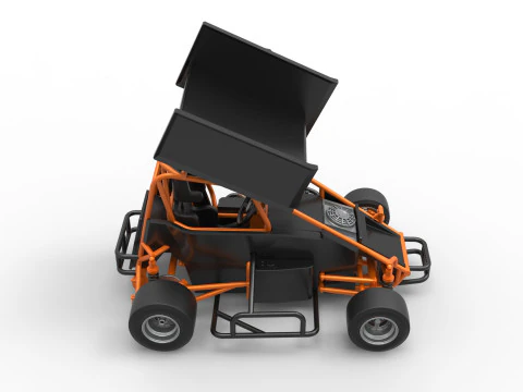 Pavement Winged 600 Micro sprint car Scale 1 to 25 3D Print Model