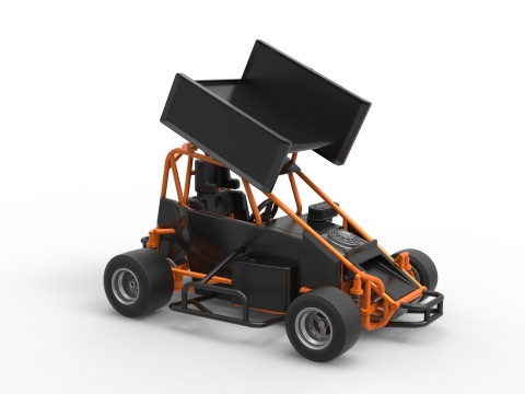 Pavement Winged 600 Micro sprint car Scale 1 to 25 3D 打印模型