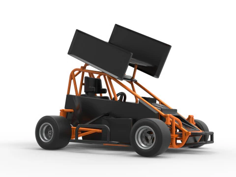 Pavement Winged 600 Micro sprint car Scale 1 to 25 3D Print Model