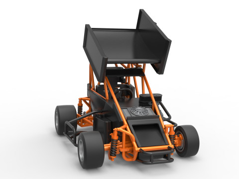 Pavement Winged 600 Micro sprint car Scale 1 to 25 3D 打印模型
