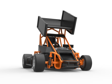 Pavement Winged 600 Micro sprint car Scale 1 to 25 3D 打印模型