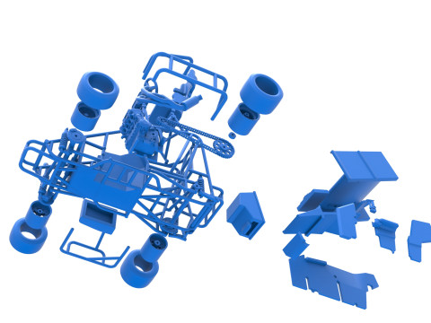 Pavement Winged 600 Micro sprint car Scale 1 to 25 3D 打印模型