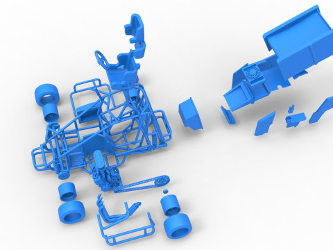 Pavement Winged 600 Micro sprint car Scale 1 to 25 3D 打印模型