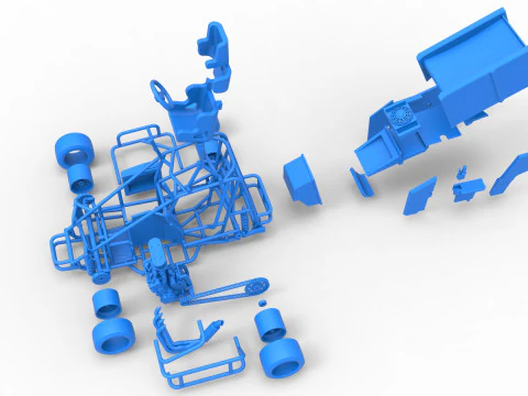 Pavement Winged 600 Micro sprint car Scale 1 to 25 3D Print Model