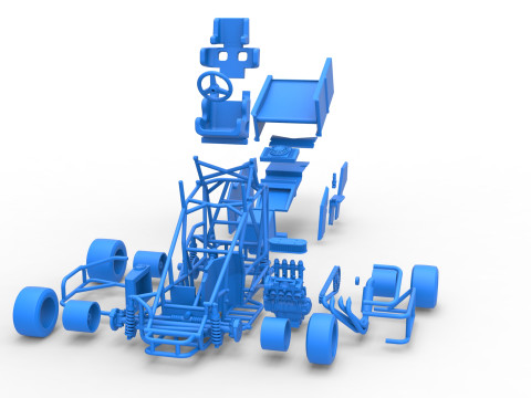 Pavement Winged 600 Micro sprint car Scale 1 to 25 3D 打印模型