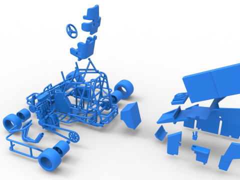 Pavement Winged 600 Micro sprint car Scale 1 to 25 3D 打印模型
