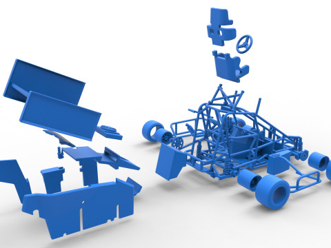 Pavement Winged 600 Micro sprint car Scale 1 to 25 3D 打印模型