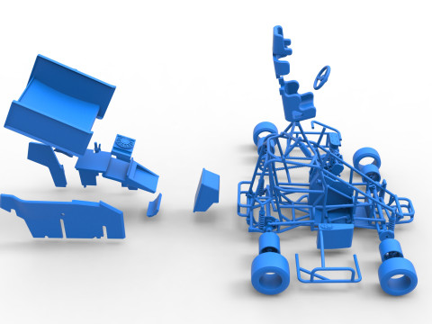 Pavement Winged 600 Micro sprint car Scale 1 to 25 3D 打印模型