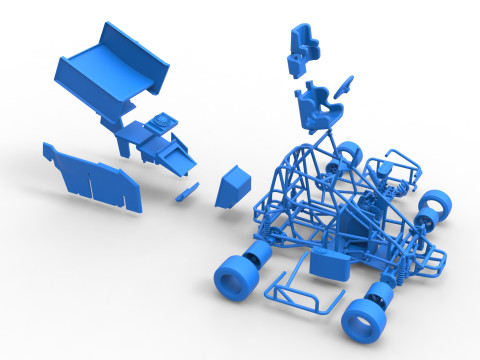 Pavement Winged 600 Micro sprint car Scale 1 to 25 3D 打印模型