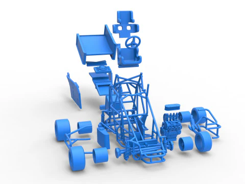 Pavement Winged 600 Micro sprint car Scale 1 to 25 3D Print Model