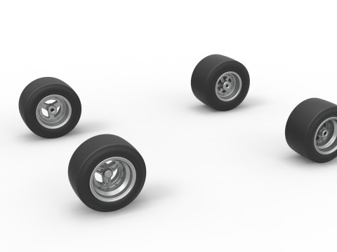 Wheel set of Pavement 600 Micro sprint car Scale 1 to 25 3D Принт Модель