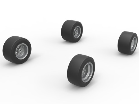 Wheel set of Pavement 600 Micro sprint car Scale 1 to 25 3D Print Model