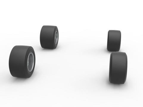 Wheel set of Pavement 600 Micro sprint car Scale 1 to 25 3D Print Model