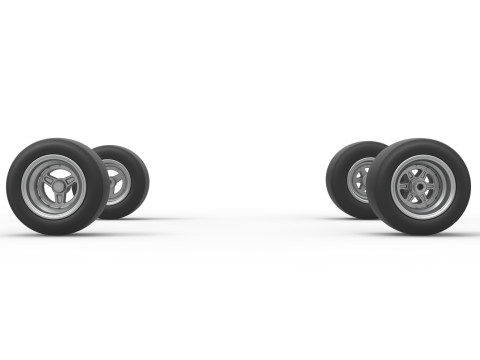 Wheel set of Pavement 600 Micro sprint car Scale 1 to 25 3D Print Model