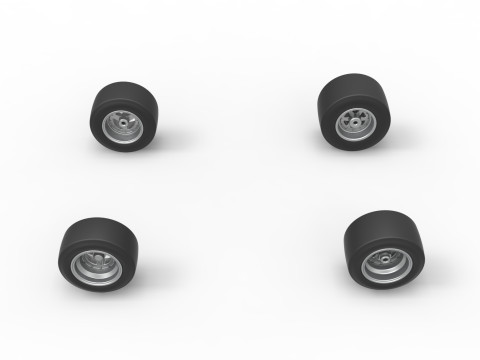 Wheel set of Pavement 600 Micro sprint car Scale 1 to 25 3D Print Model