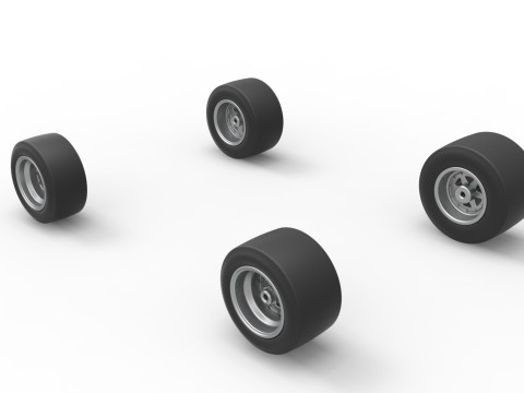 Wheel set of Pavement 600 Micro sprint car Scale 1 to 25 3D Print Model