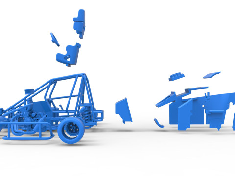 Pavement 600 Micro sprint car Scale 1 to 25 Modèles 3D en vedette