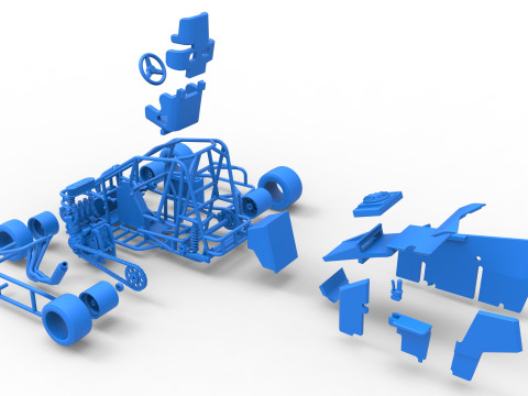 Pavement 600 Micro sprint car Scale 1 to 25 Modèles 3D en vedette