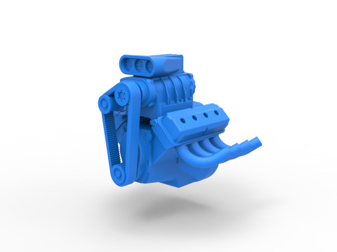 Engine V8 for vintage dragster Version 4 Scale 1 to 25 Modèles 3D en vedette