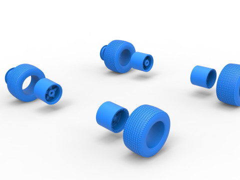 Wheel set of Australian Super Sedan Scale 1 to 25 Model Cetak 3D