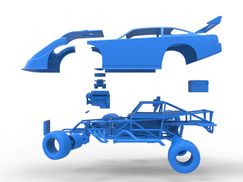 Australian Super Sedan while turning Scale 1 to 25 3D Print Model