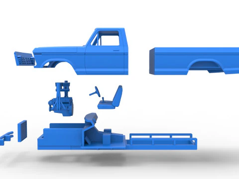 Top part of Mud truck Scale 1 to 25 3D Print Model