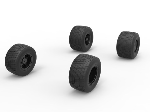 Wheel set of New Zealand Super Saloon race car Scale 1 to 25 Modelo de Impressão 3D
