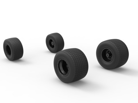 Wheel set of New Zealand Super Saloon race car Scale 1 to 25 Modelo de Impressão 3D
