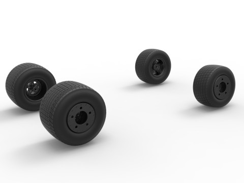 Wheel set of New Zealand Super Saloon race car Scale 1 to 25 Modelo de Impressão 3D