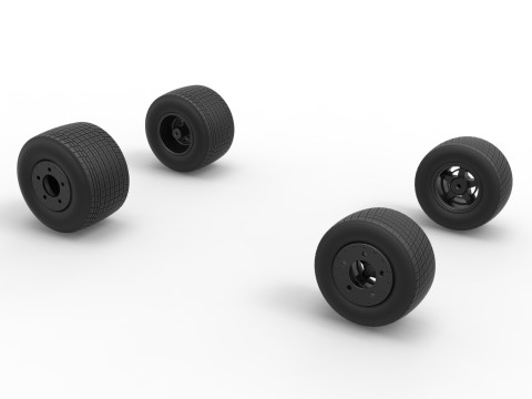 Wheel set of New Zealand Super Saloon race car Scale 1 to 25 Modelo de Impressão 3D