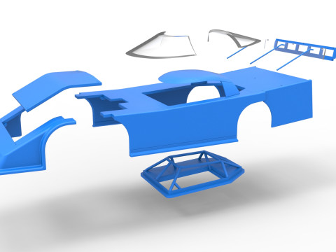 Shell of Asphalt Outlaw Super late model Scale 1 to 25 Modello di stampa 3D