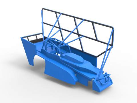 Shell of Northeast Dirt Modified stock car with side wing Scale 1 to 25 3D 프린트 모델