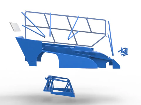 Shell of Northeast Dirt Modified stock car with side wing Scale 1 to 25 3D Print Model