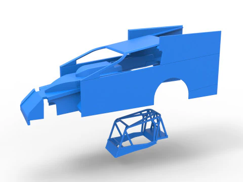 Shell of Northeast Outlaw Dirt Modified stock car V1 Scale 1 to 25 3D Print Model
