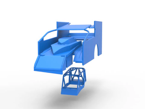 Shell of Northeast Outlaw Dirt Modified stock car V1 Scale 1 to 25 3D Print Model