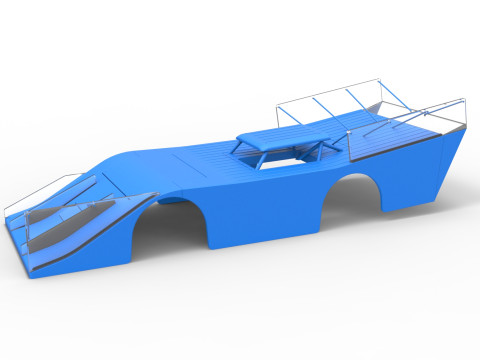 Shell of Vintage Outlaw dirt late model race car Scale 1 to 25 3D Print Model