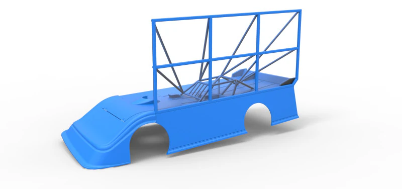 Shell of Super Dirt Late model with side wing Scale 1 to 25 3D Print Model .c4d .max .obj .3ds .fbx .stl .blend 