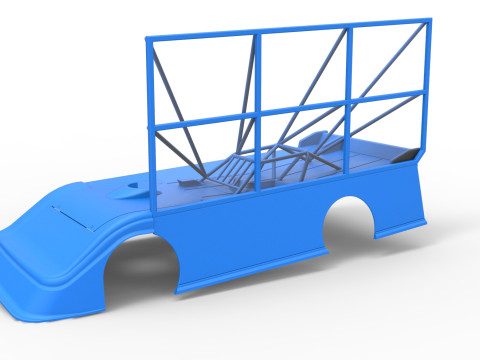 Shell of Super Dirt Late model with side wing Scale 1 to 25 3D Print Model